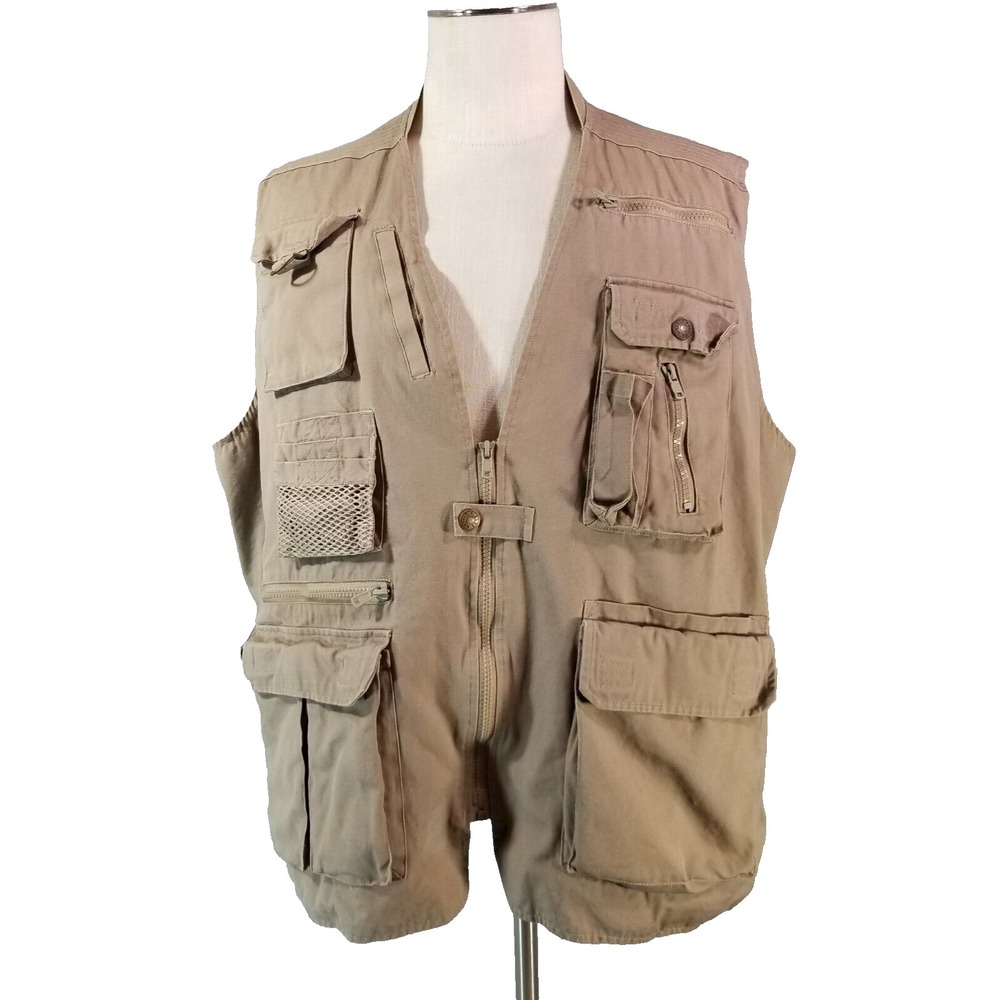 Field & Stream Cargo Vest Men XL Tan Outdoor Fishing Photography Sportsman